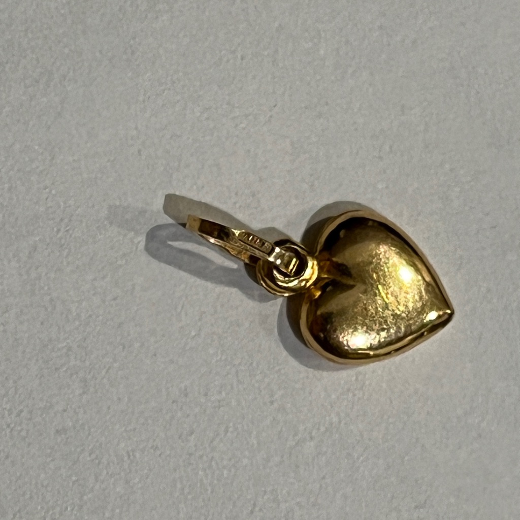 14k Gold Solid Heart Pendant